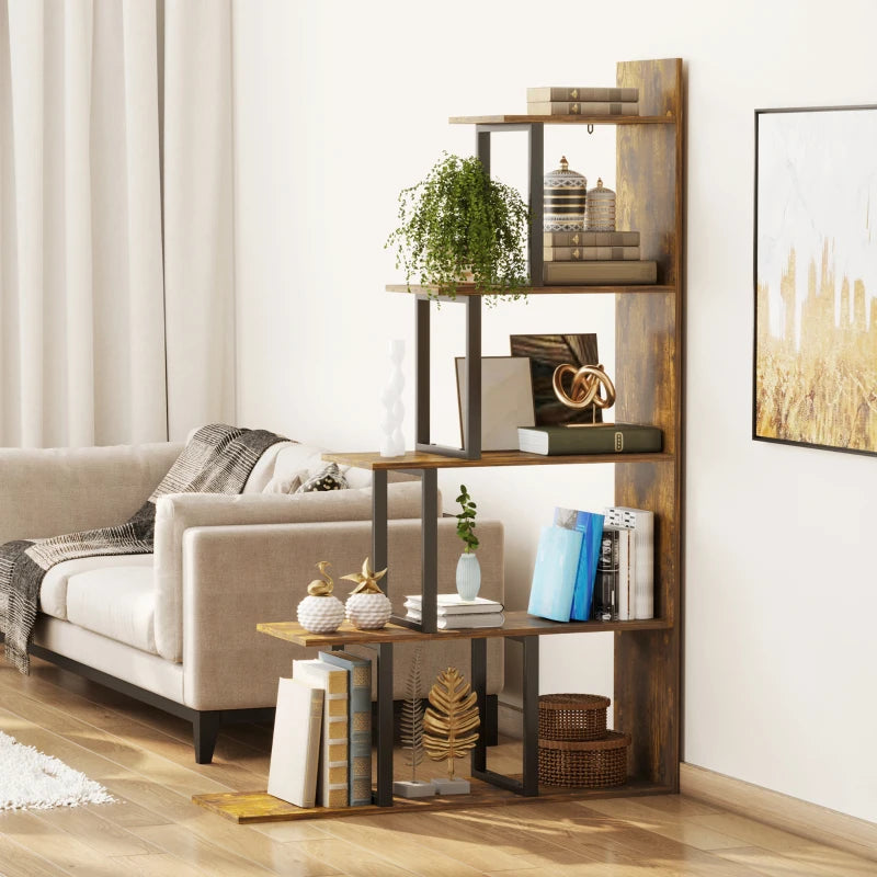 Bibliothèque à 5 tablettes de style industriel