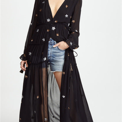 Robe de coton à broderie étoiles