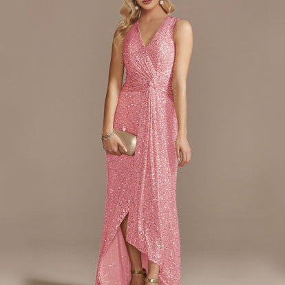 Magnifique robe de sequin à silhouette irrégulière