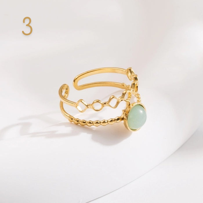 Bague ajustable en titane et acier inoxydable avec simili pierres