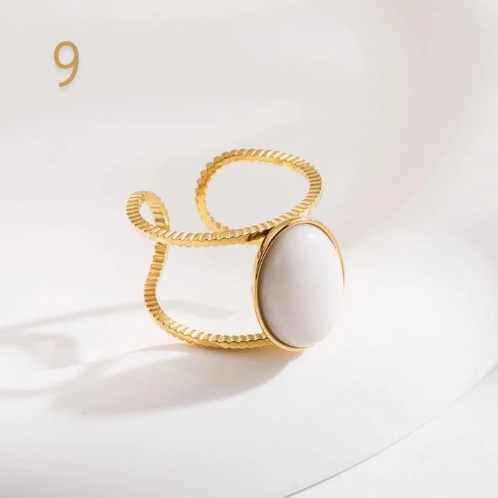Bague ajustable en titane et acier inoxydable avec simili pierres