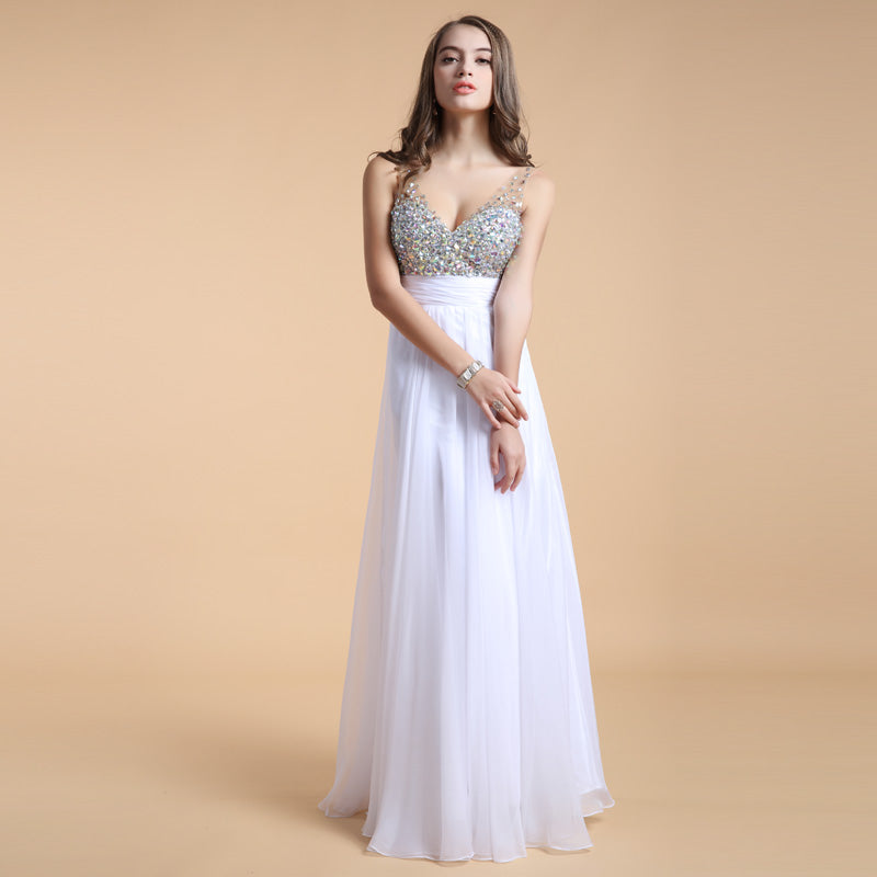 Robe de soirée longue en mousseline de soie