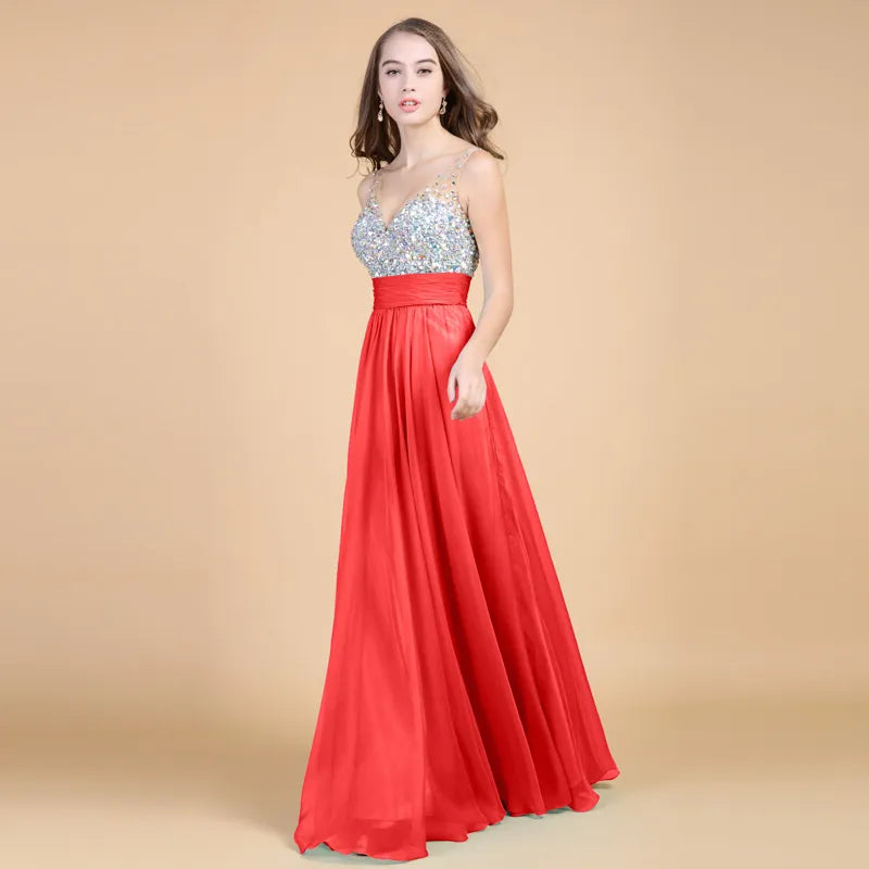 Robe de soirée longue en mousseline de soie
