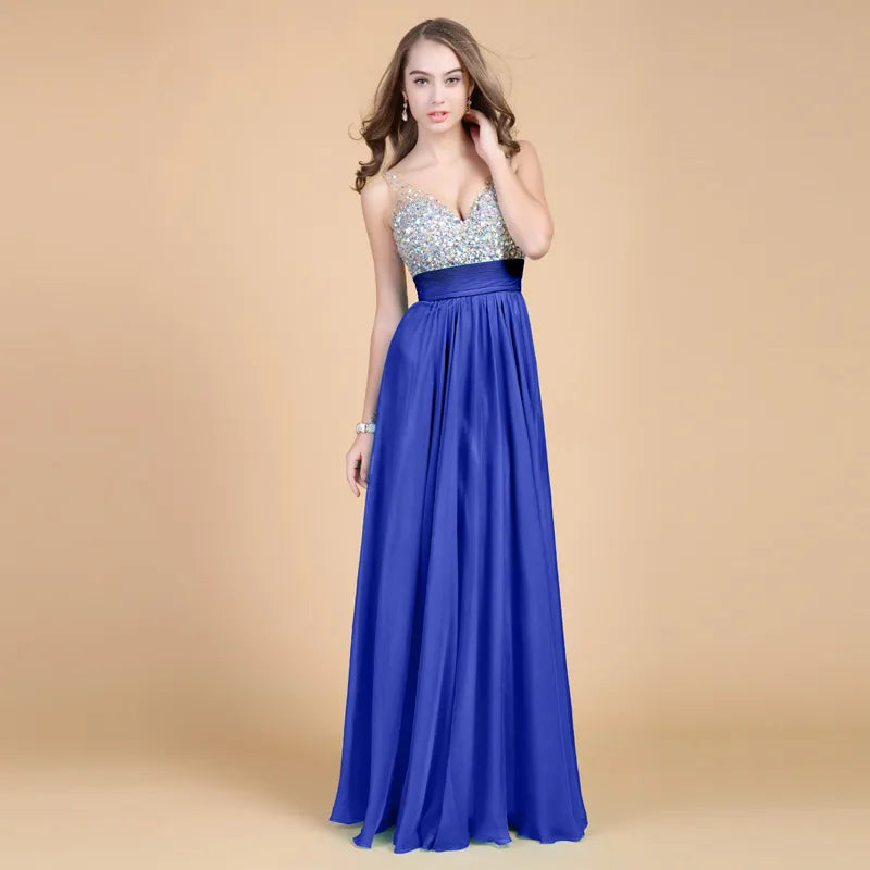 Robe de soirée longue en mousseline de soie