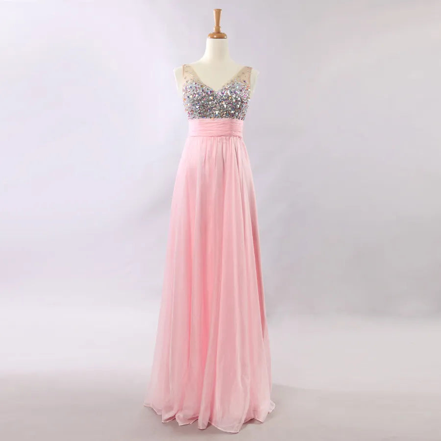 Robe de soirée longue en mousseline de soie