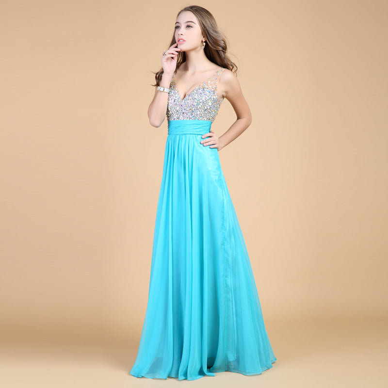 Robe de soirée longue en mousseline de soie