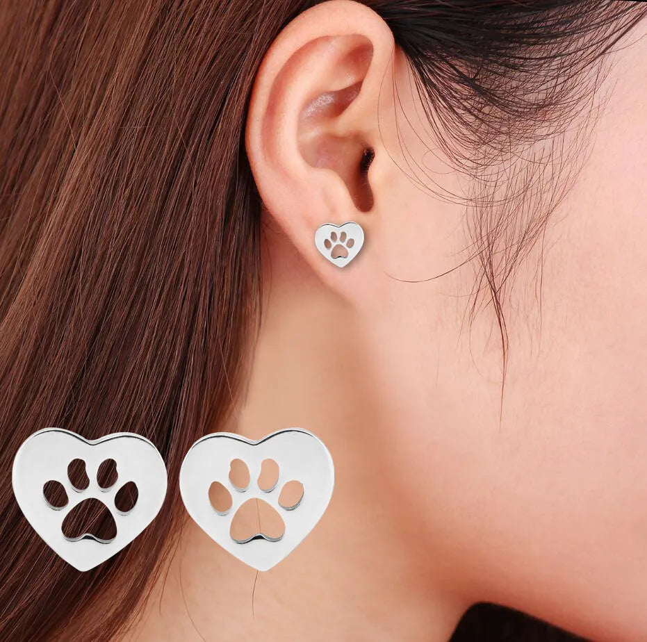 Boucles d'oreilles avec empreinte de patte