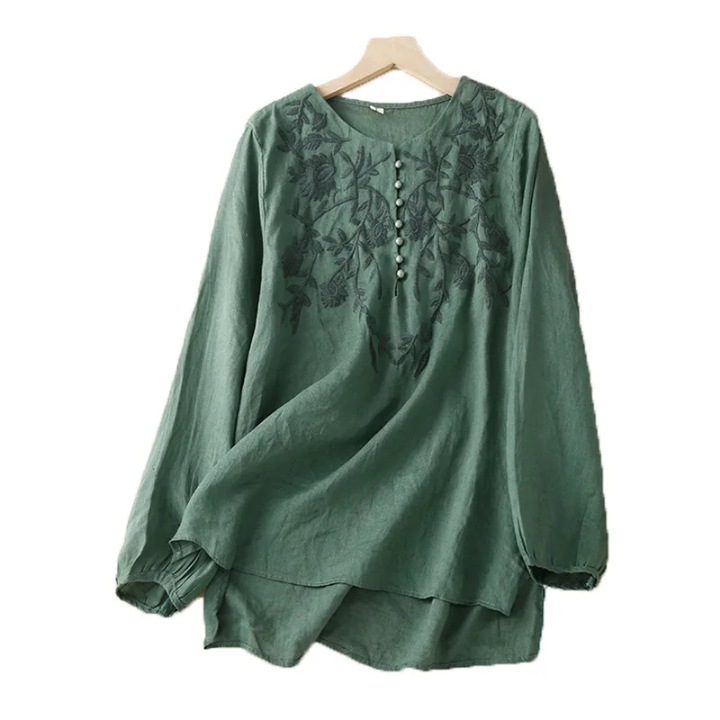 Délicate blouse en lin à broderie