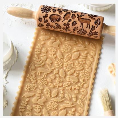 Mini-rouleau à pâtisserie à imprimé faune