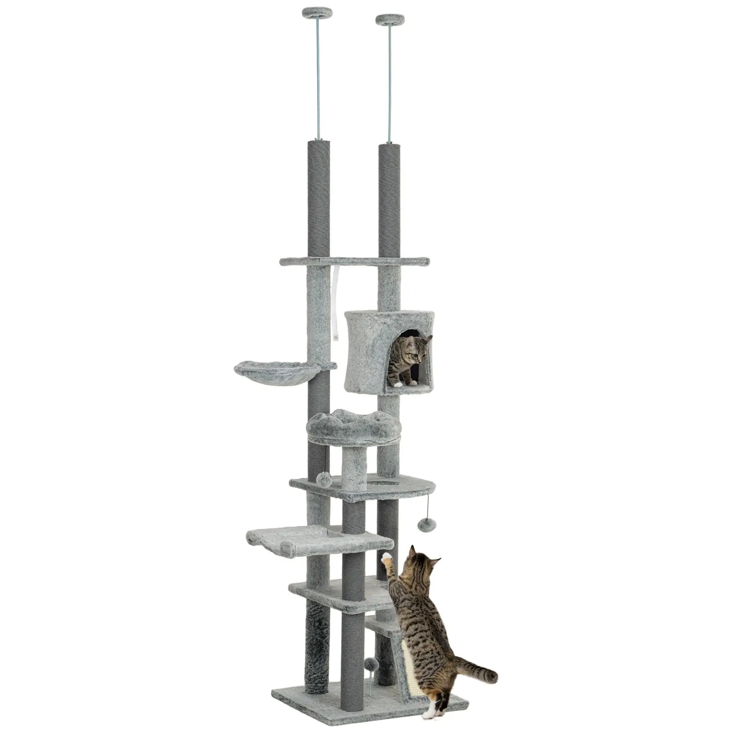 Arbre à chat ajustable plafond-plancher de Pawhut