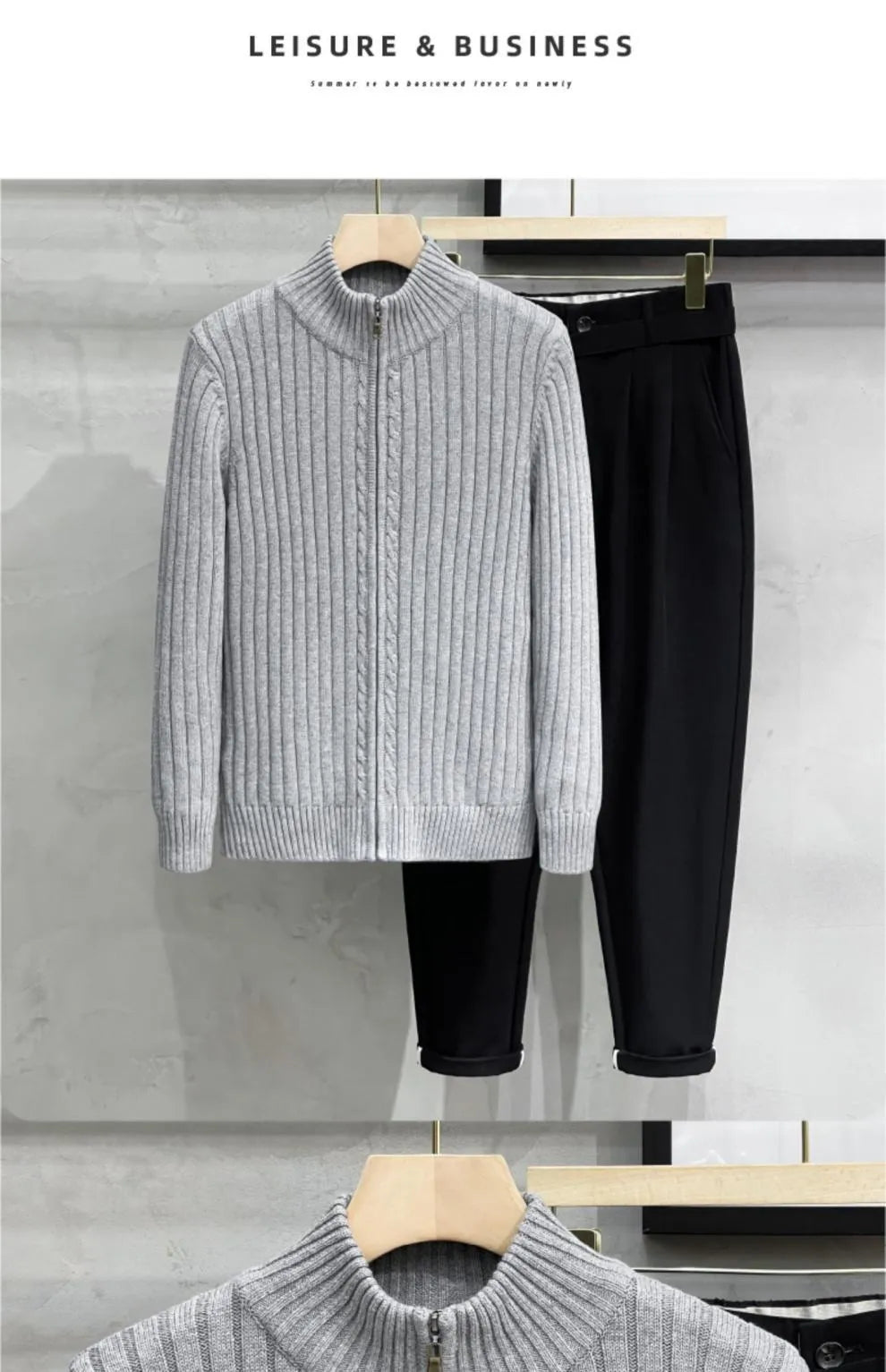 Cardigan à zip en coton pour homme