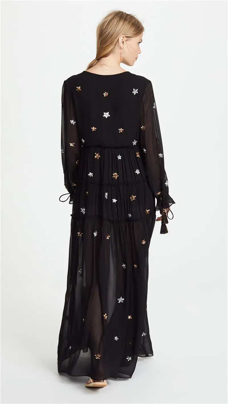 Robe de coton à broderie étoiles