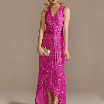 Magnifique robe de sequin à silhouette irrégulière