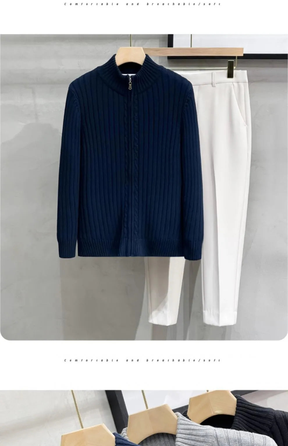 Cardigan à zip en coton pour homme