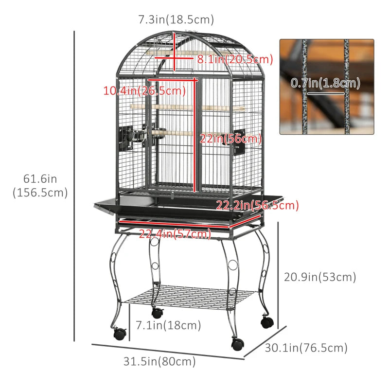 Cage pour oiseaux de 66 pouces sur roues