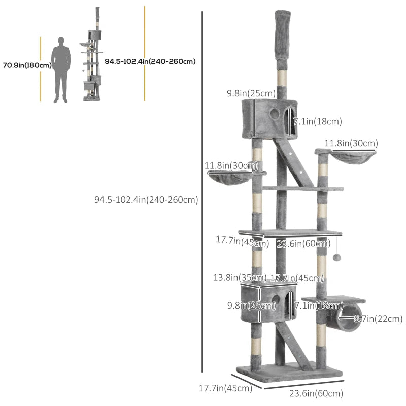 Arbre à chat géant deluxe de 94-102 pouces