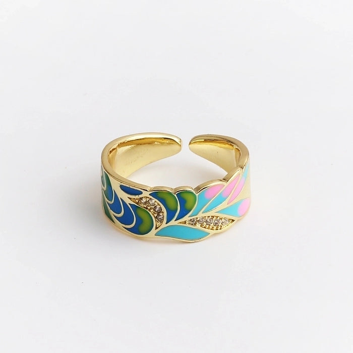 Bague artistique en cuivre et émail