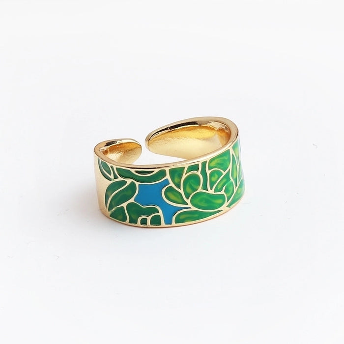 Bague artistique en cuivre et émail