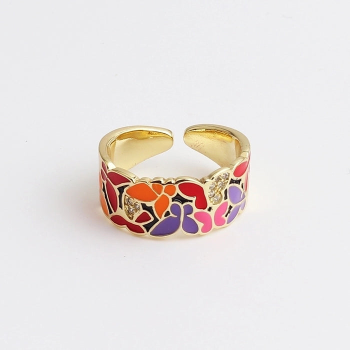 Bague artistique en cuivre et émail