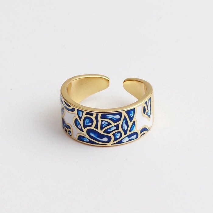 Bague artistique en cuivre et émail