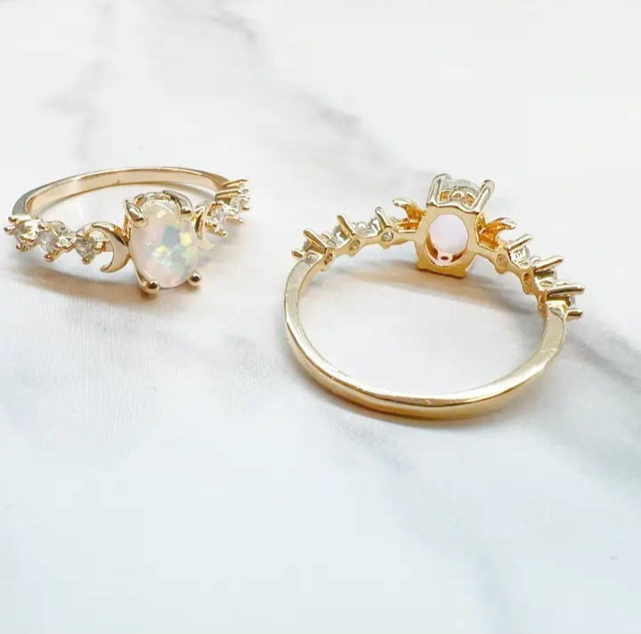 Bague céleste sertie de pierres semi-précieuses