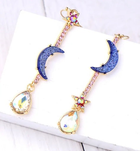Boucles d'oreilles Lune et étoile