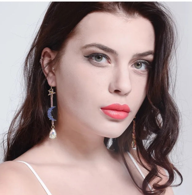 Boucles d'oreilles Lune et étoile