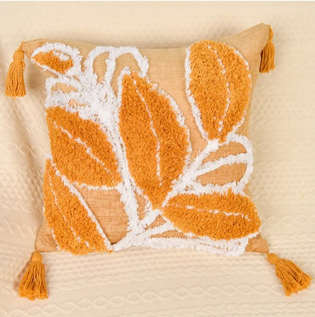 Housse de coussin à motif feuilles