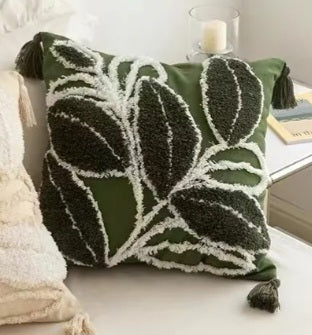 Housse de coussin à motif feuilles