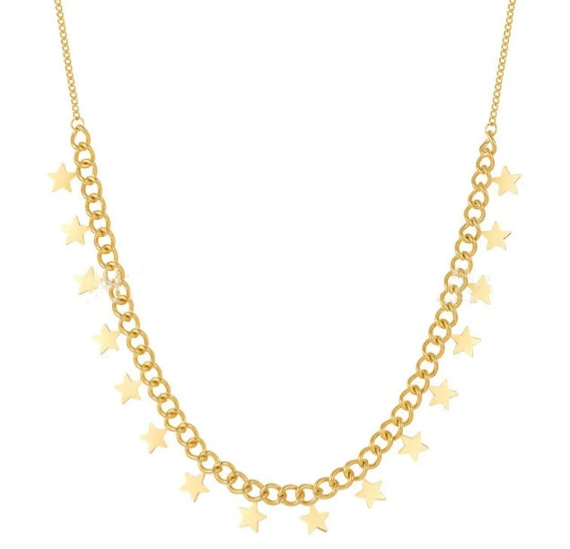 Collier en titane à étoiles dorées