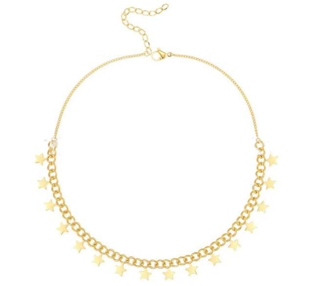 Collier en titane à étoiles dorées