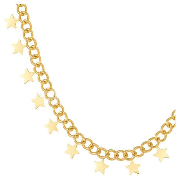 Collier en titane à étoiles dorées