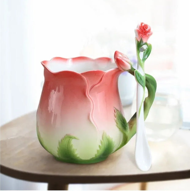 Tasse fleur peinte à la main
