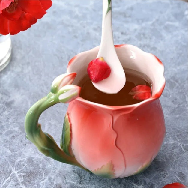 Tasse fleur peinte à la main