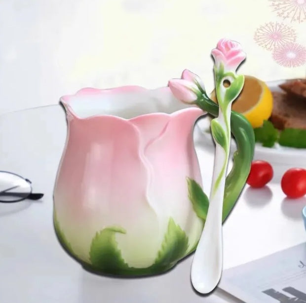 Tasse fleur peinte à la main