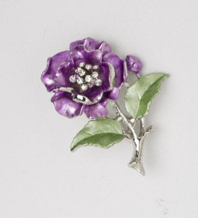 Broche pivoine en rose ou violet