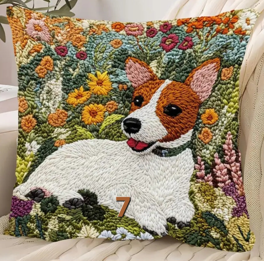 Housse de coussin 18 x 18 pouces à motif chien