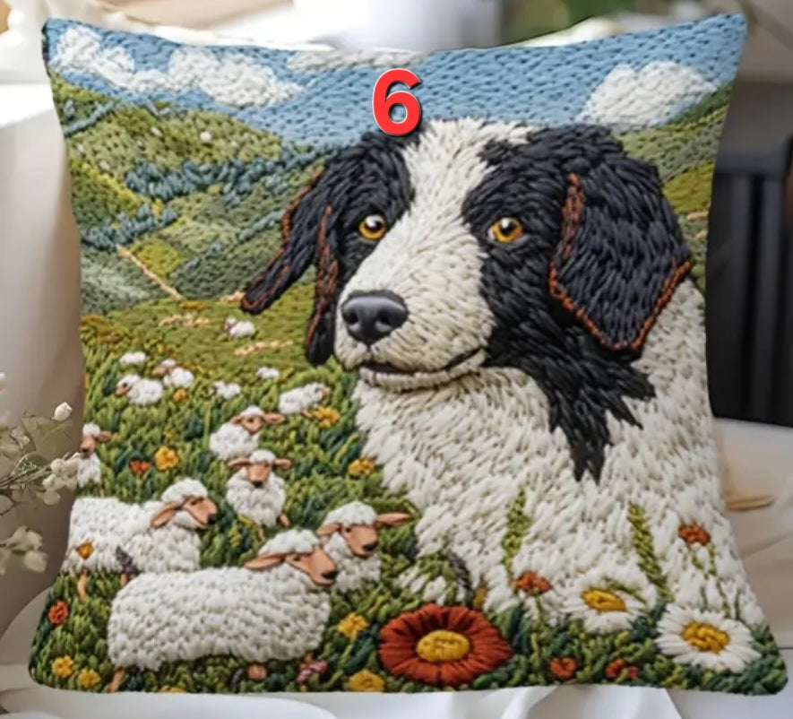 Housse de coussin 18 x 18 pouces à motif chien