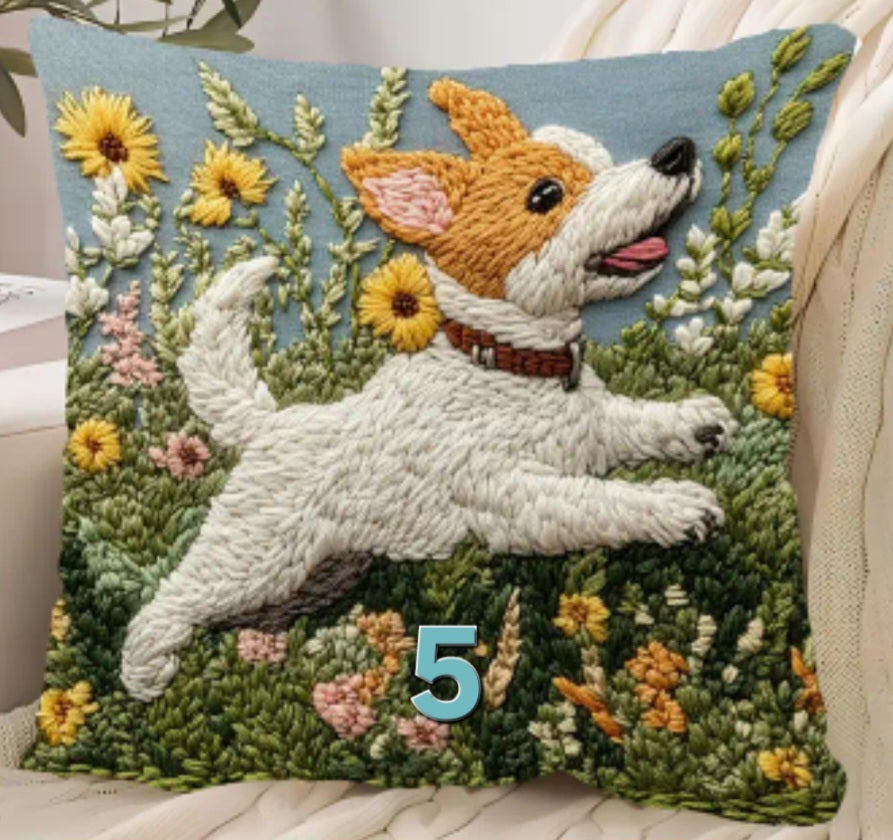 Housse de coussin 18 x 18 pouces à motif chien