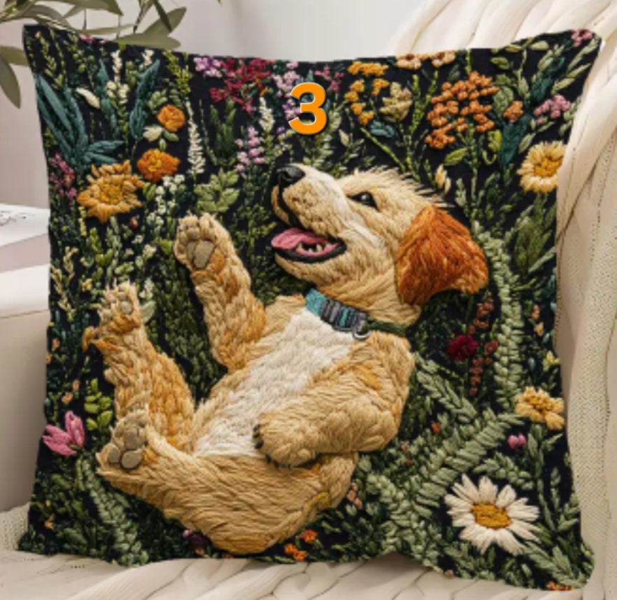 Housse de coussin 18 x 18 pouces à motif chien
