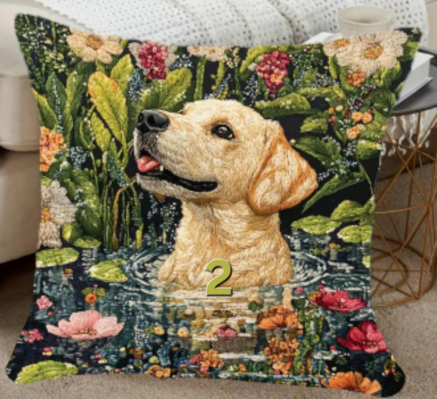 Housse de coussin 18 x 18 pouces à motif chien