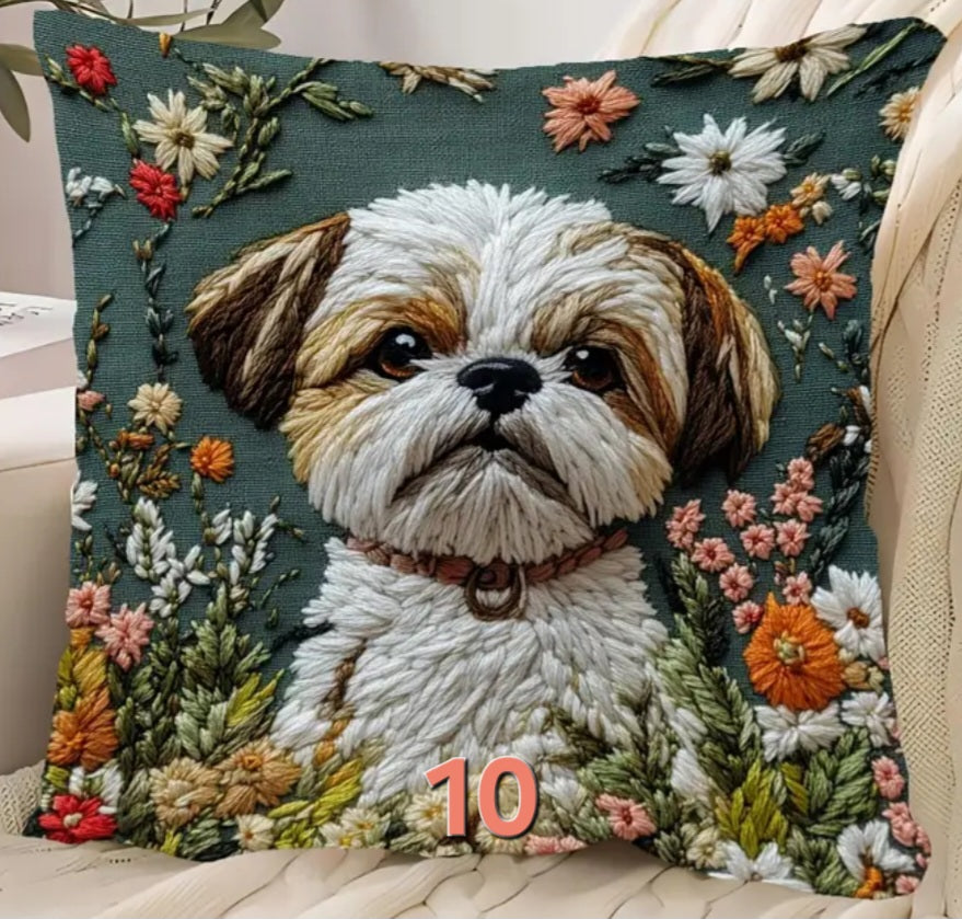 Housse de coussin 18 x 18 pouces à motif chien