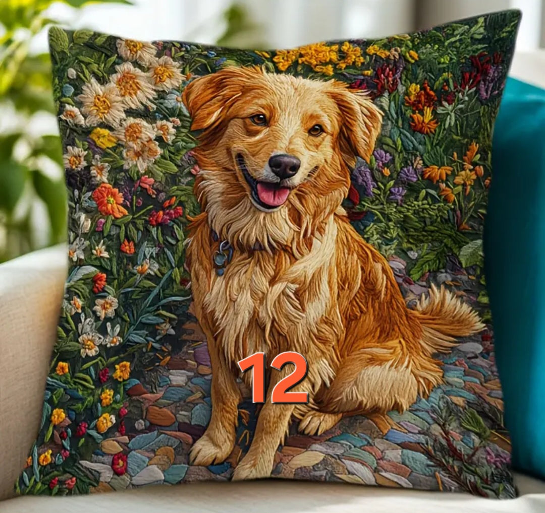 Housse de coussin 18 x 18 pouces à motif chien