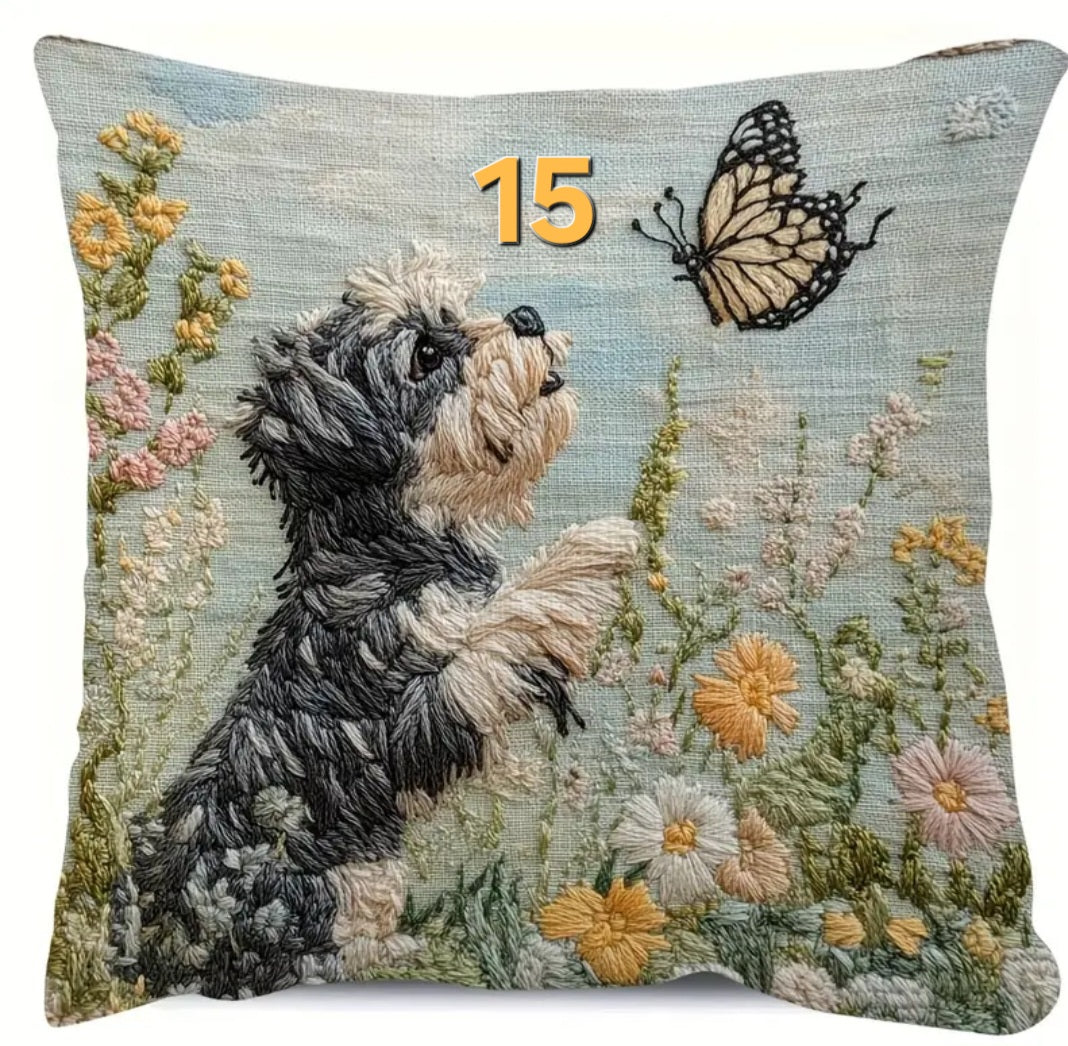Housse de coussin 18 x 18 pouces à motif chien