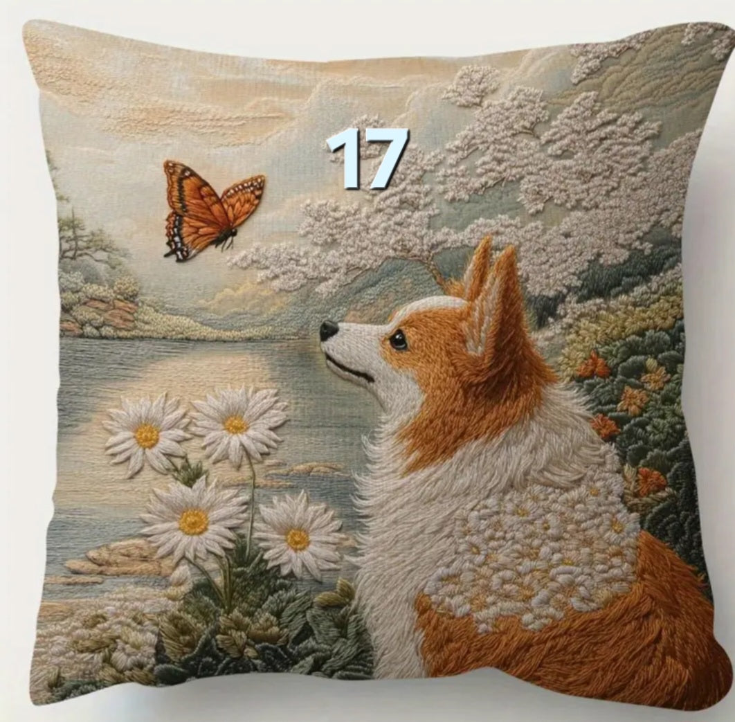 Housse de coussin 18 x 18 pouces à motif chien