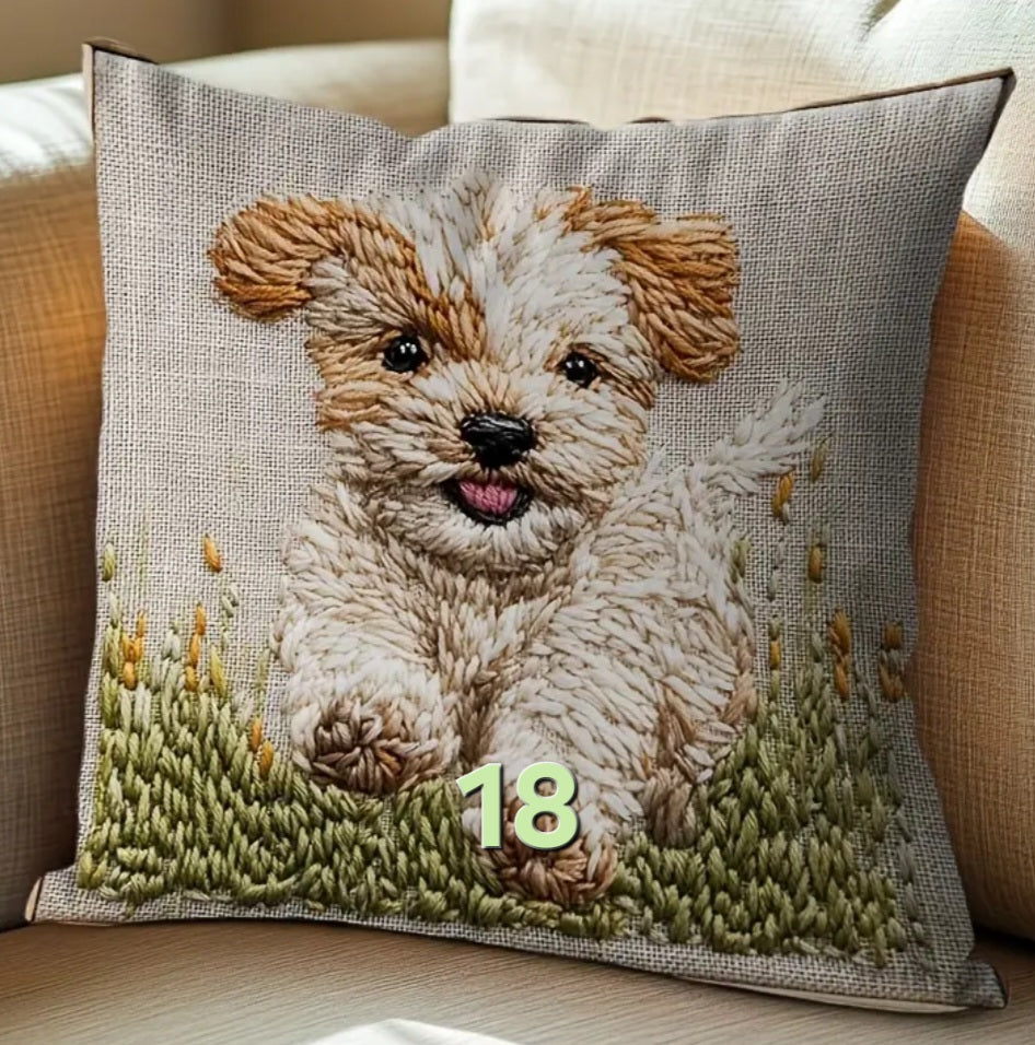 Housse de coussin 18 x 18 pouces à motif chien