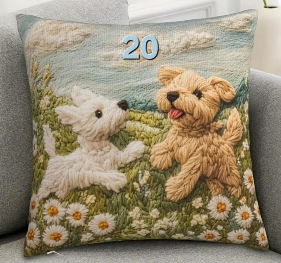 Housse de coussin 18 x 18 pouces à motif chien