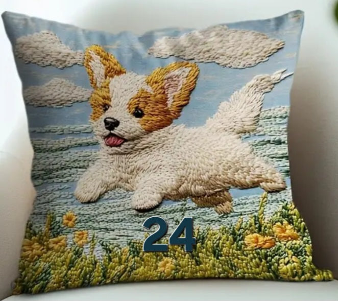 Housse de coussin 18 x 18 pouces à motif chien