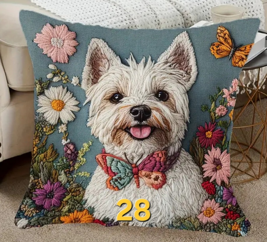 Housse de coussin 18 x 18 pouces à motif chien