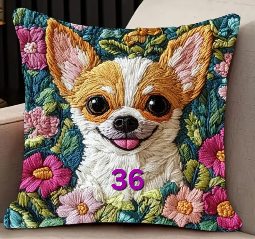 Housse de coussin 18 x 18 pouces à motif chien